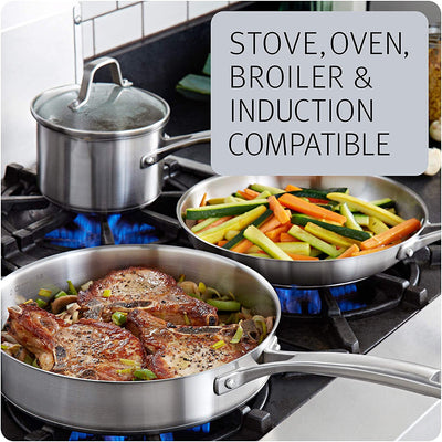 Calphalon 2095338 10-Piece Cookware Set, Classic Pots And Pans Set Stainless Steel