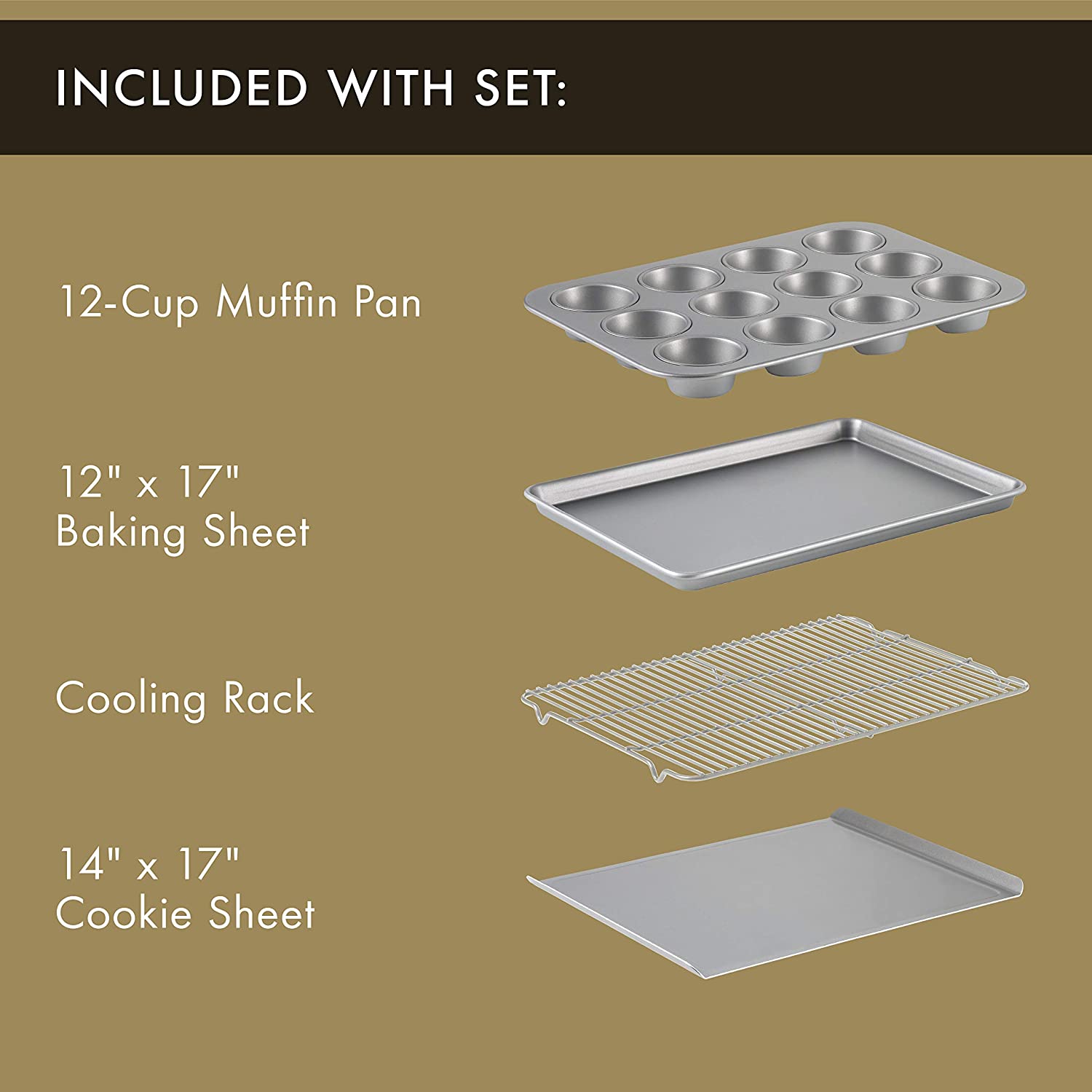 Calphalon Nonstick Four-Piece Cookie Sheet & Cooling Rack Set