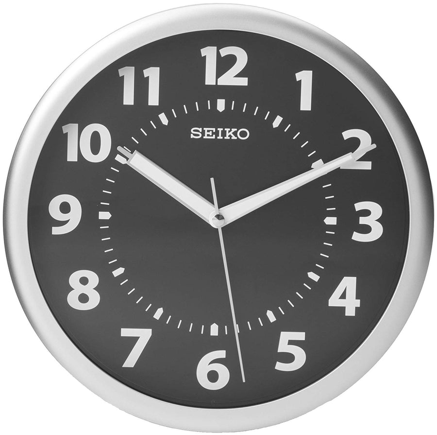 Seiko Wall Clock Silver-Tone Metallic Case Luminous Numerals 	QXA435SLH