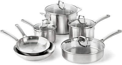 Calphalon 2095338 10-Piece Cookware Set, Classic Pots And Pans Set Stainless Steel