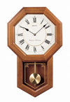 Seiko Wall Pendulum Schoolhouse Clock Dark Brown Solid Oak Case QXH110BLH