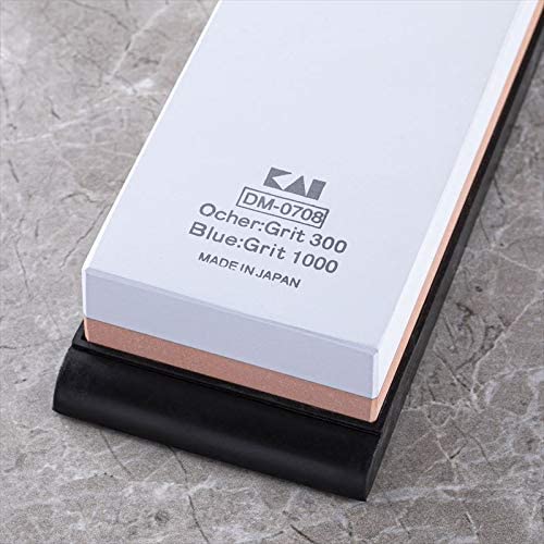 Shun Combination Whetstone for Knife Sharpening, 300 and 1000 Grit, DM0708, 6", Light Gray
