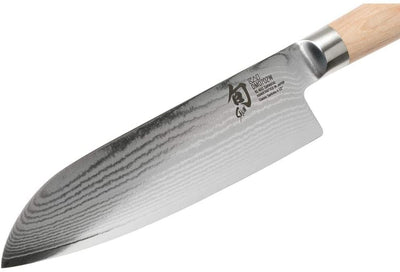 Shun DM0702W Classic Blonde 7” Santoku Knife, Blonde PakkaWood Handle, Full Tang VG-MAX Blade
