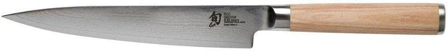 Shun DM0701W Classic Blonde 6” Utility Knife, Blonde PakkaWood Handle, Full Tang VG-MAX Blade