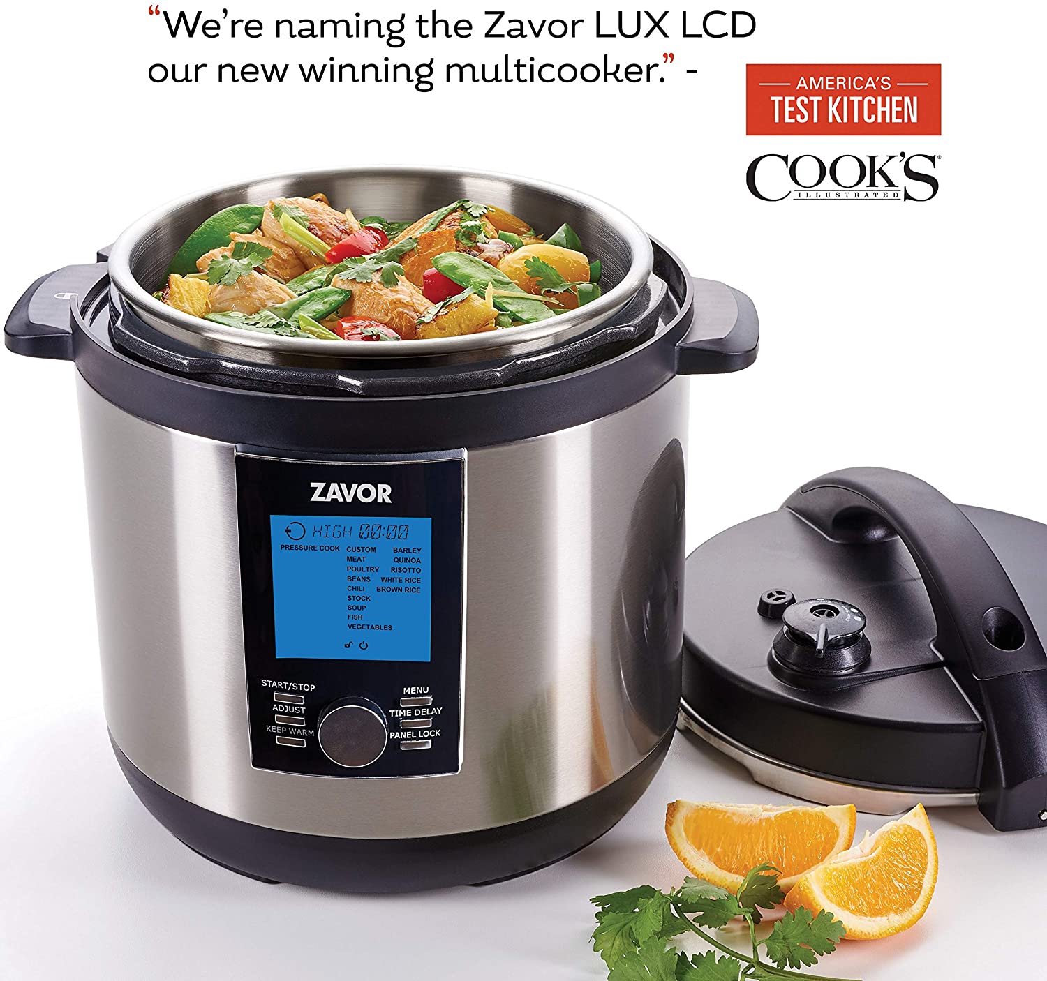 Zavor LUX LCD 8 Quart Programmable Electric Multi-Cooker: Pressure Cooker,  Slow Cooker, Rice Cooker, Yogurt Maker, Steamer and More - Stainless Steel 