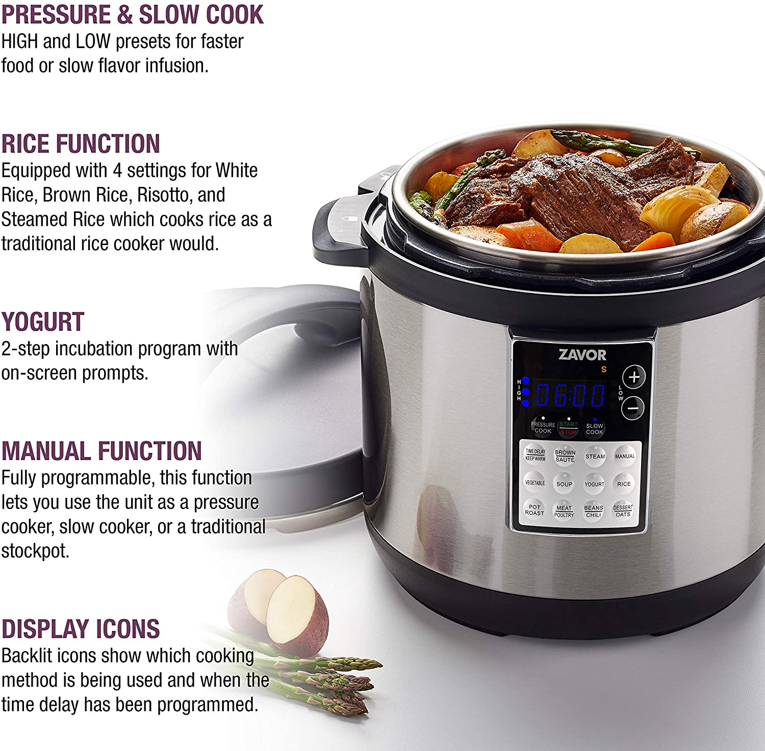4 Qt. Digital Stainless Steel Slow Cooker