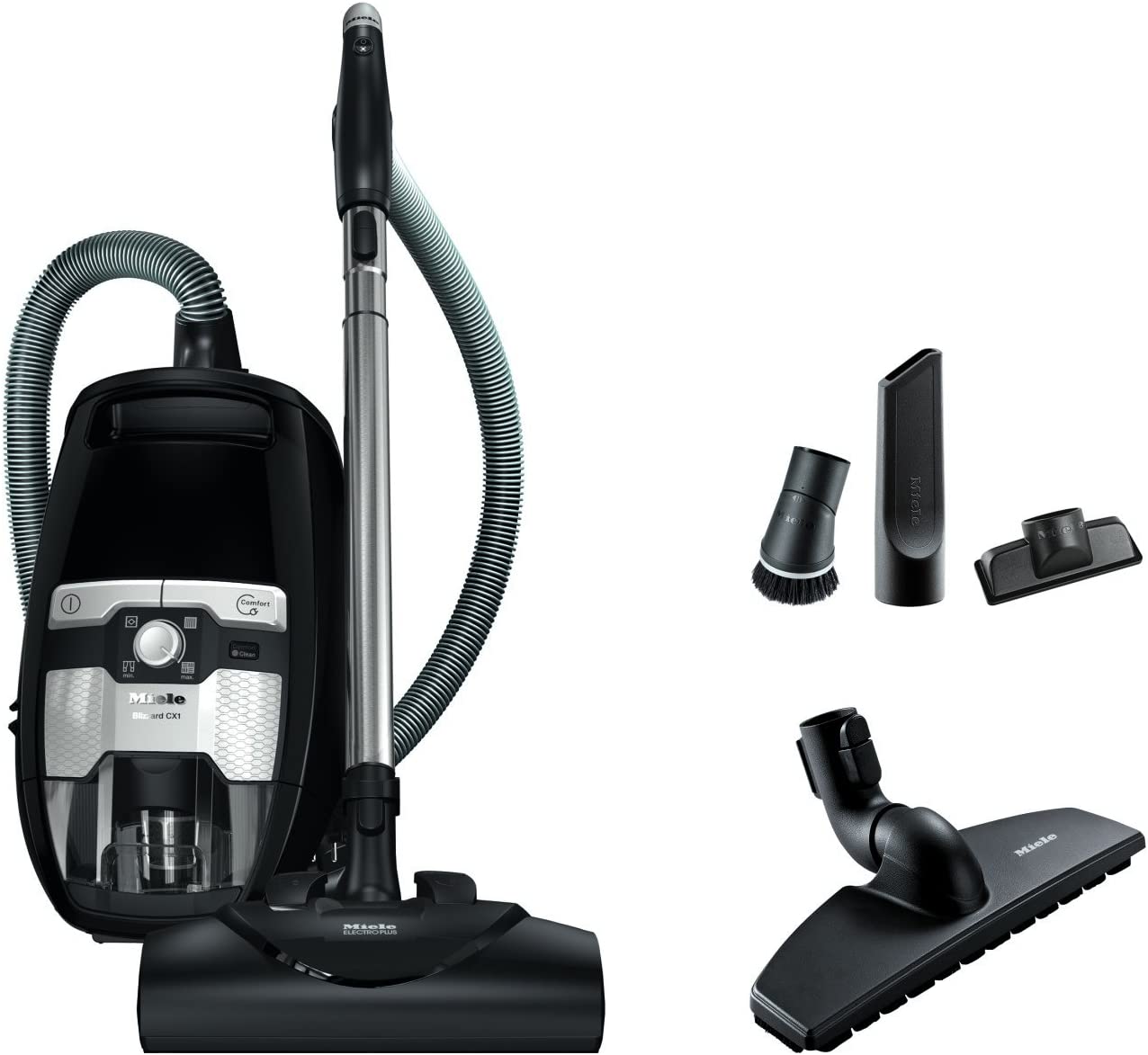 Miele Blizzard CX1 Electro & Bagless Canister Vacuum, Obsidian Black