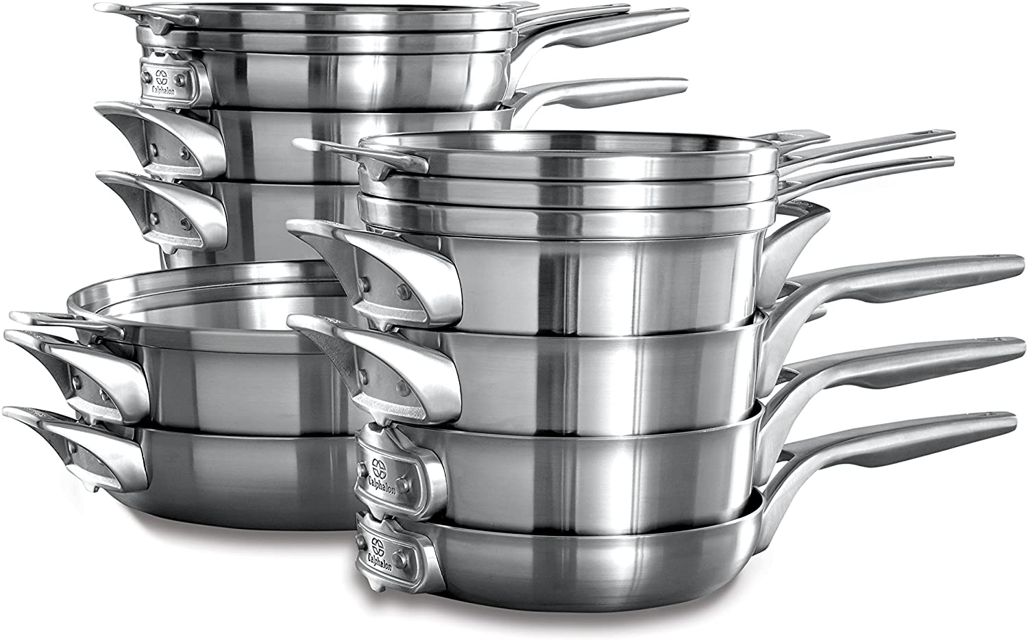 Calphalon Factory Calphalon Premier Space Saving Stainless Steel 15 Piece Set 2010639 ...