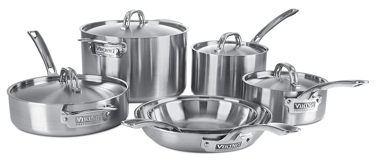 Viking 3-Ply Contemporary Stainless Steel Saucepan with Lid - 3.4 qt.