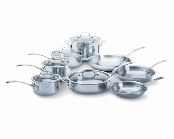 Calphalon Tri-Ply Stainless Steel 13-Pc. Cookware Set - Macy's  Cookware  set stainless steel, Cookware set, Stainless steel appliances