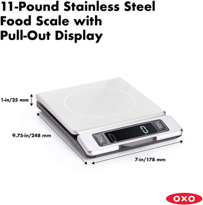 OXO Good Grips 11-Pound Stainless Steel Food Scale with Pull-Out