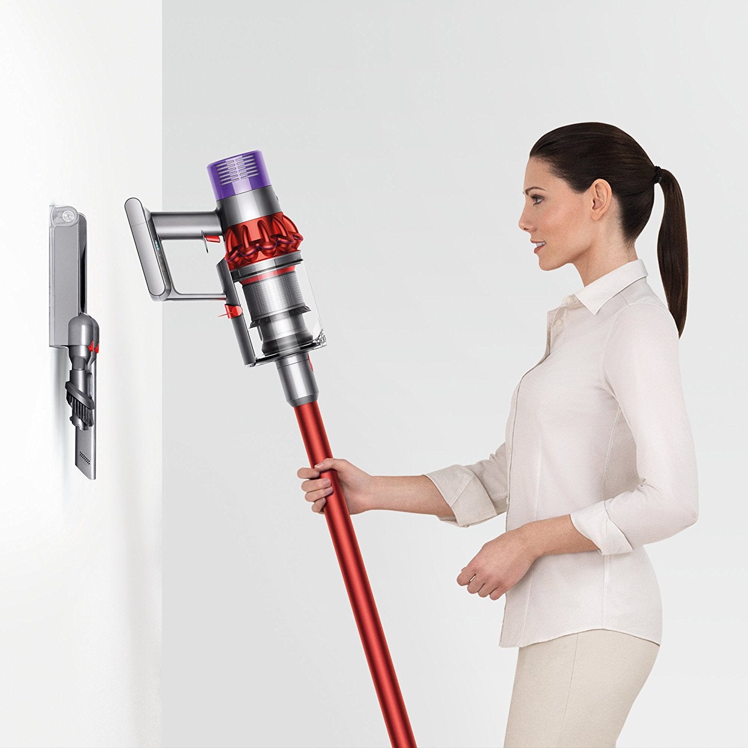 The Dyson Cyclone V10 cordless vacuum is more powerful than its uprights