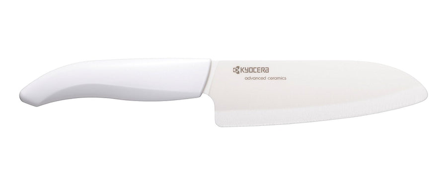 Kyocera Advanced Ceramic Revolution Series 5-1/2-inch Santoku Knife, White Handle, White Blade