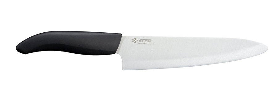 Kyocera Advanced Ceramic Revolution Series 7-inch Professional Chef's Knife, Black Handle, White Blade