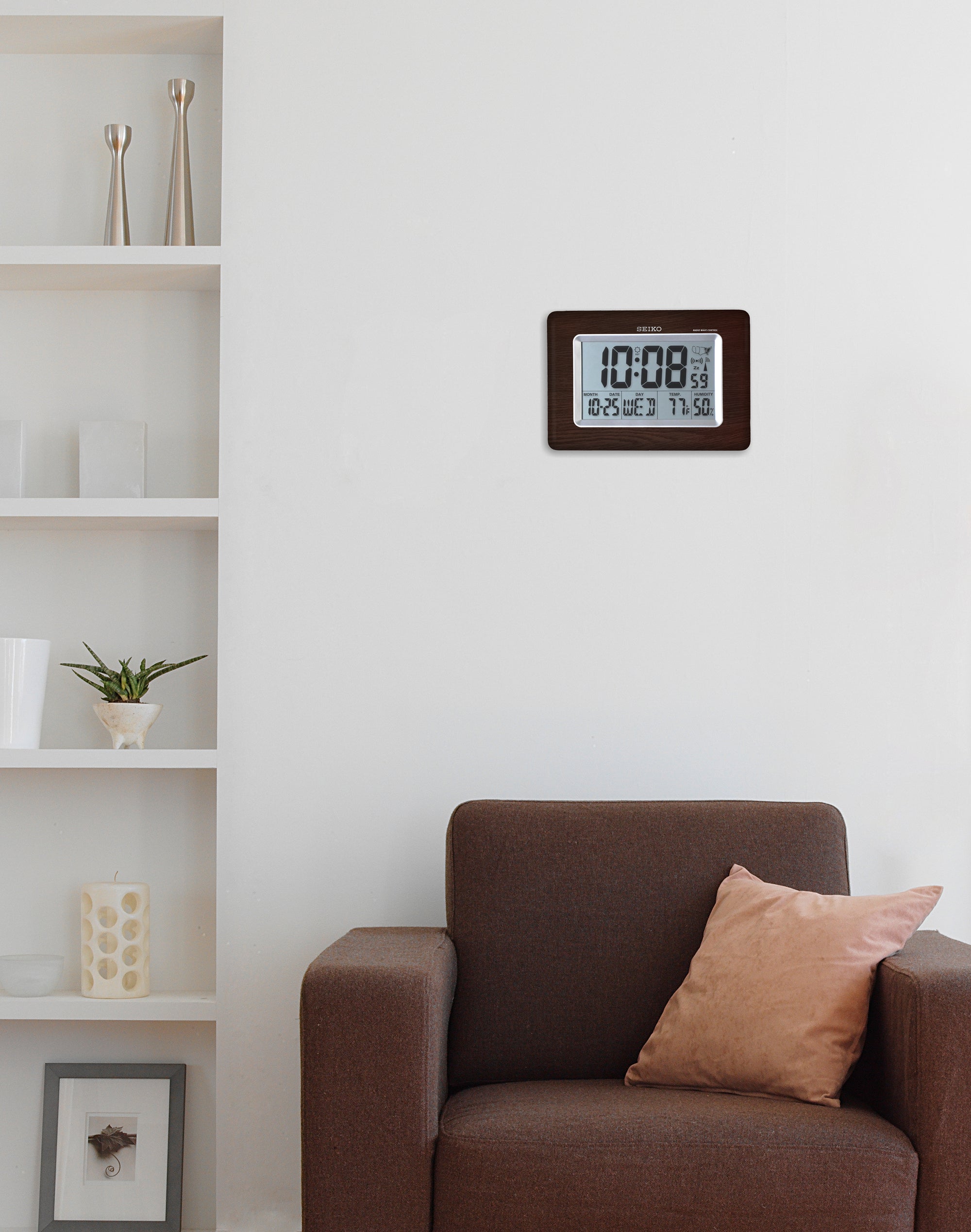 Seiko Everything Digital R WAVE Clock Wooden QHR020BLH - The Luxury ...