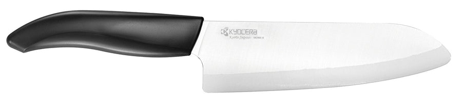 Kyocera Advanced Ceramic Revolution Series 6-inch, Chef's Santoku Knife, Black Handle, White Blade